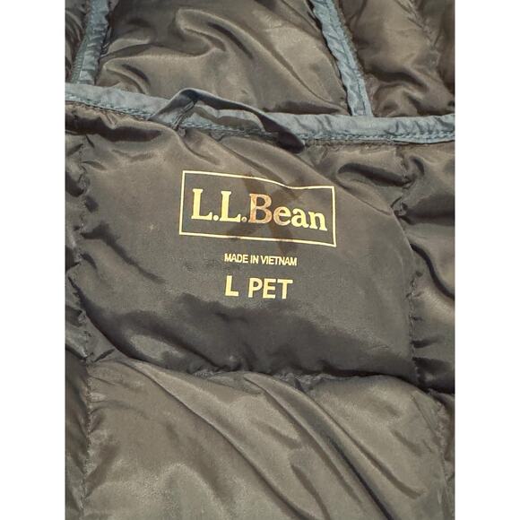 LL Bean Downtek Women L PET Hooded Puffer Jacket Blue Toggle GORPCORE Hiking - Picture 7 of 13
